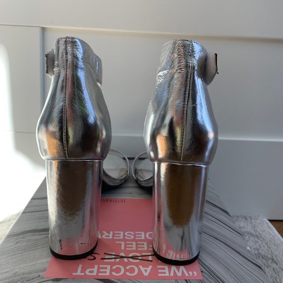 Jeffrey Campbell Shiny Silver Block Heels - Picture 4 of 10